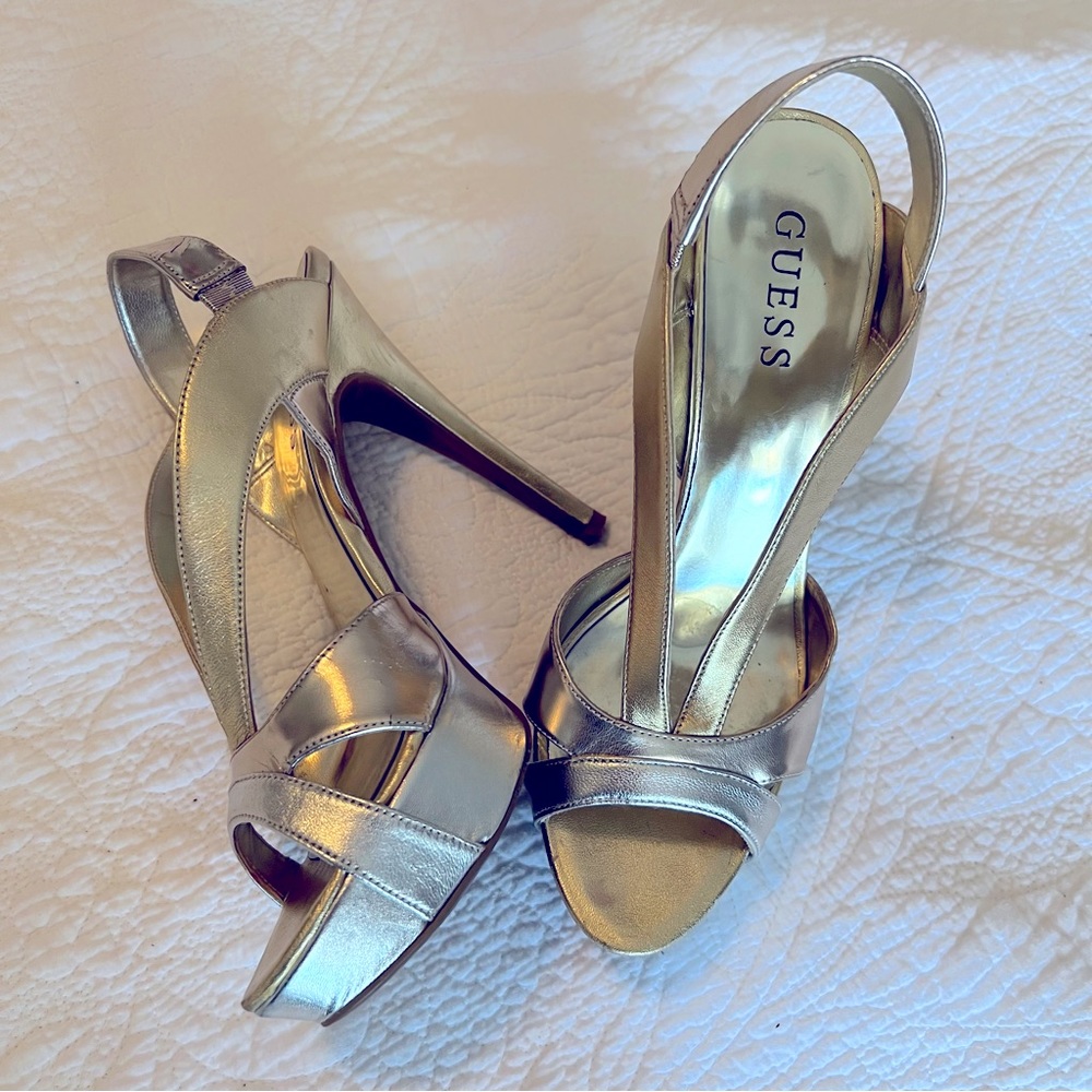 Silver and Gold Guess Heels sz. 6.5